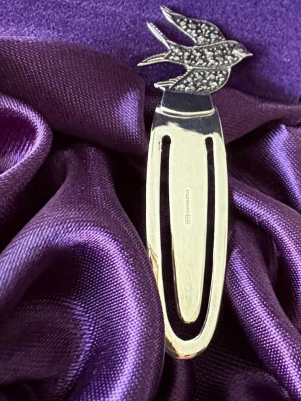ARI D. NORMAN 925 English Hallmark STERLING SILVER Marcasite Bookmark--ENGLAND.